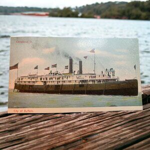Vintage Transportation City Of Buffalo Steamship Cleveland OH Postcard